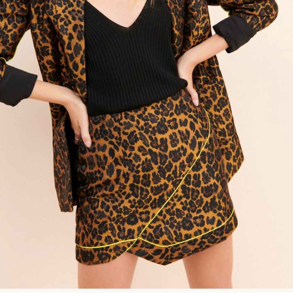 Leopard Print Skirt with Yellow Accents